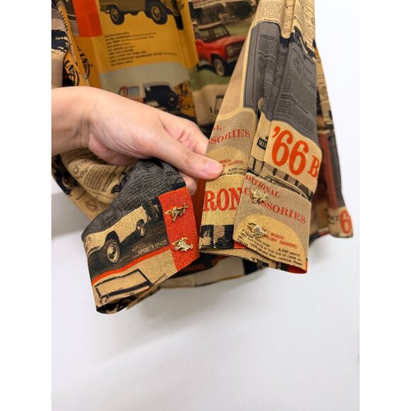 Alice + Olivia x Bronco Willa Shirt Blouse Car Horse Ford Print Orange Red S - Picture 12 of 14